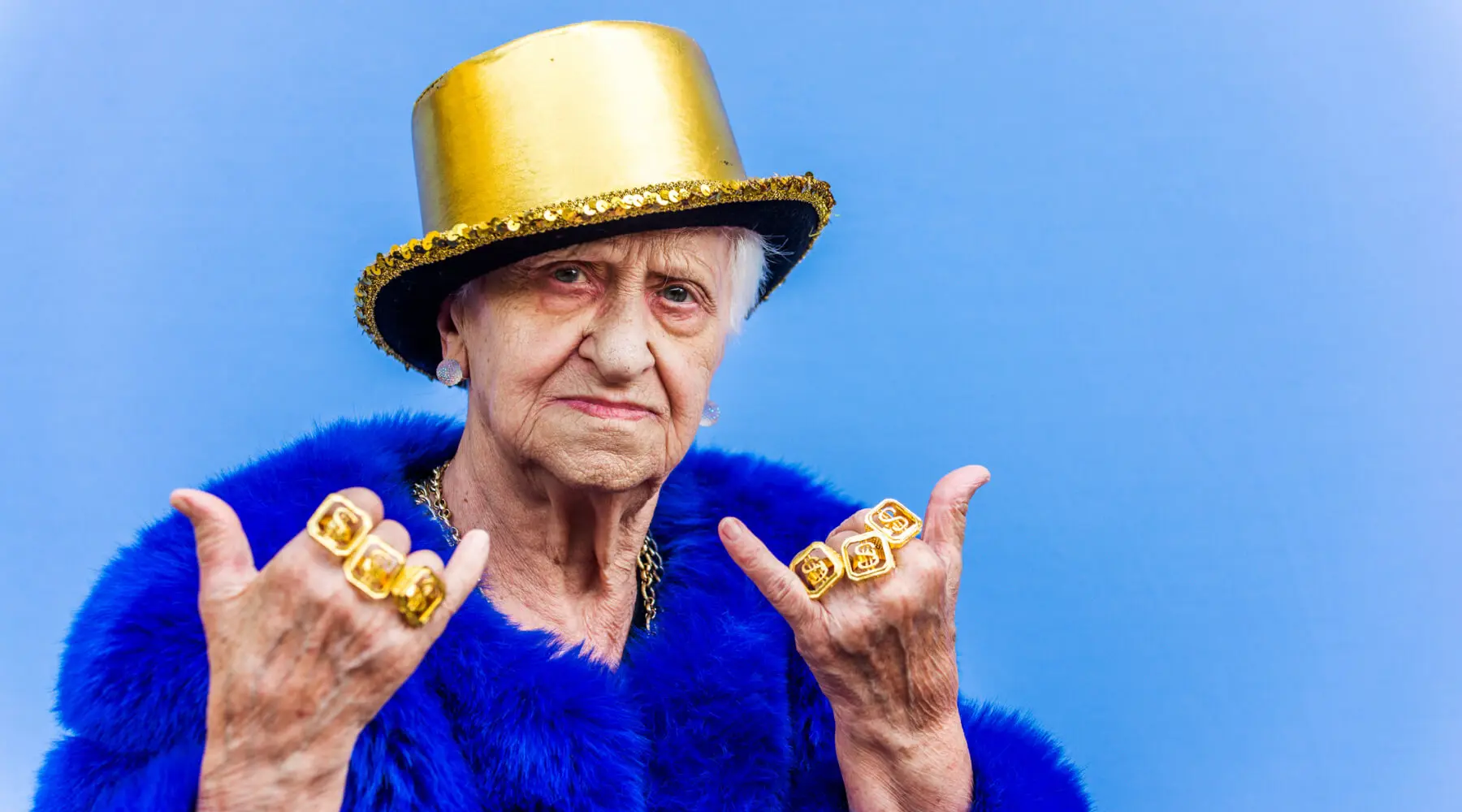 Woman wearing rings and furs